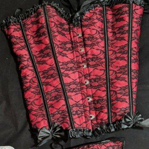 Sexy Brocade Steampunk Overbust Corset Bustier Top